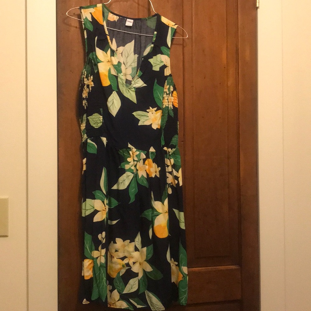 Old Navy Lemon Navy Blue Sleeveless Dress